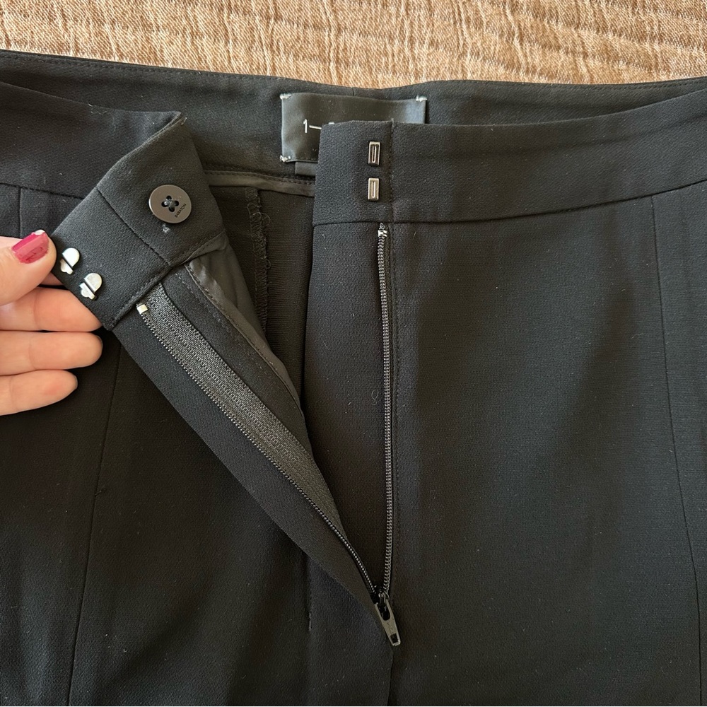 Babaton 1-01 (6) Black High Waist Straight Leg Trouser Pants - Zipper Hem Legs - Picture 2 of 9